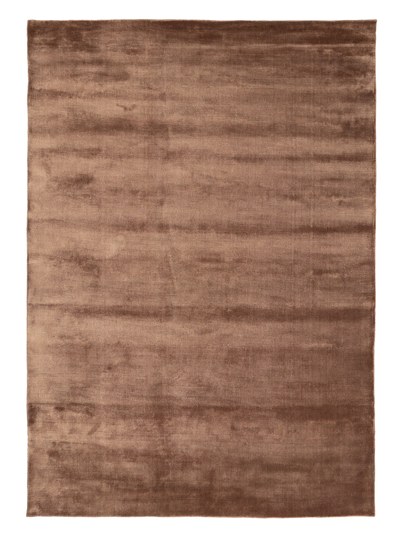 Brown area rug with a textured pattern on a white background